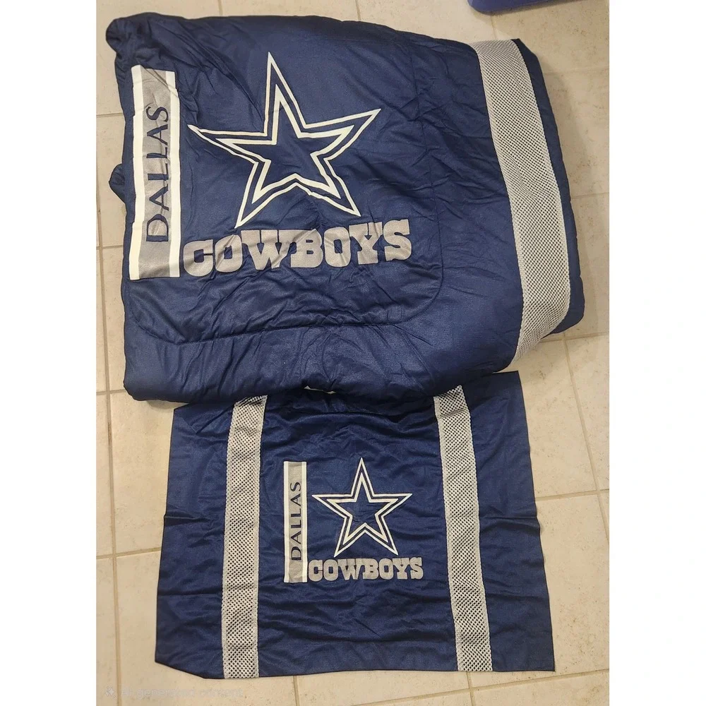 Dallas Cowboys NFL Full Queen Comforter Set Sports Coverage Navy Blue Bedding‎